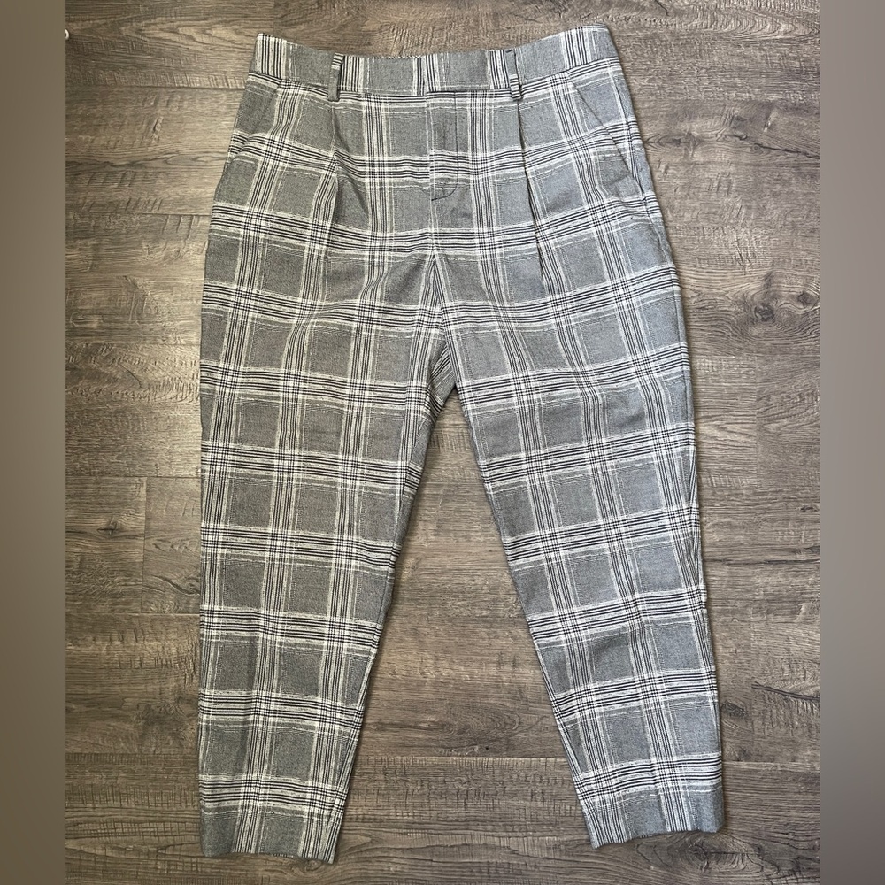 Banana Republic Black and White Plaid Pants